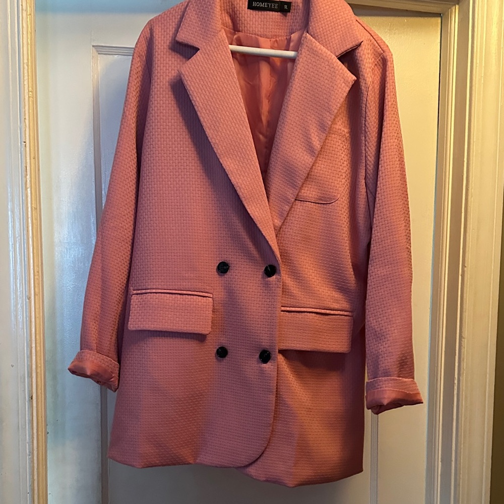 Honey Belle Double-Breasted Pink Blazer